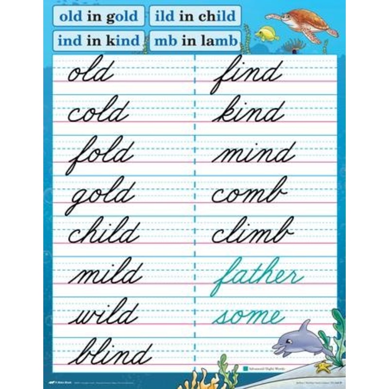 Abeka Spelling 1 Charts (Cursive Edition)