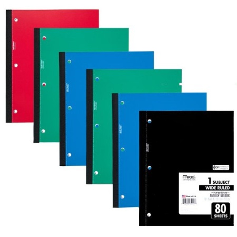 Wireless Neatbook Notebook, 1 Subject, Wide Ruled — Pack of 6