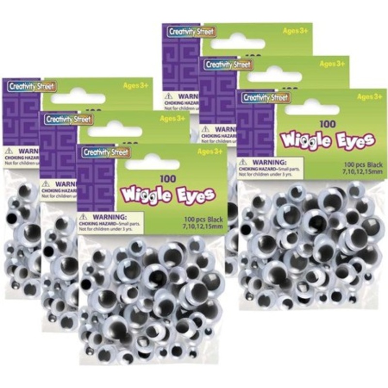 Wiggle Eyes Asst Size 100 Black 6 Pk