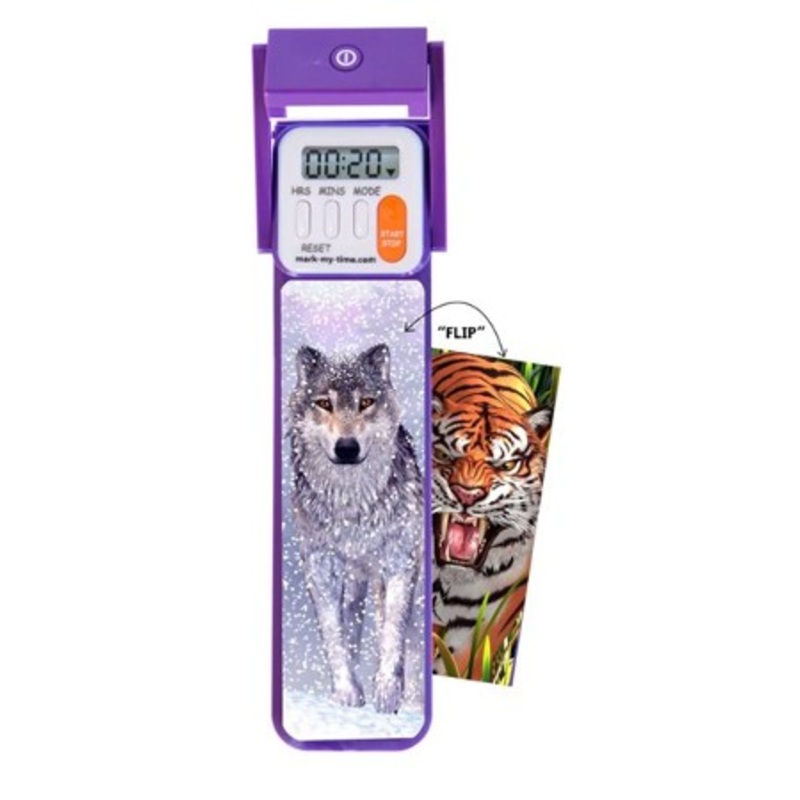 3D Booklight Timer Bookmark, Wolf/Tiger