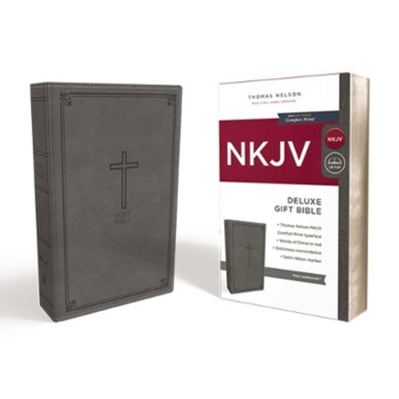 NKJV, Deluxe Gift Bible, Leathersoft, Gray, Red Letter Edition, Comfort Print: Holy Bible, New King James Version by Thomas Nelson 9780718075040